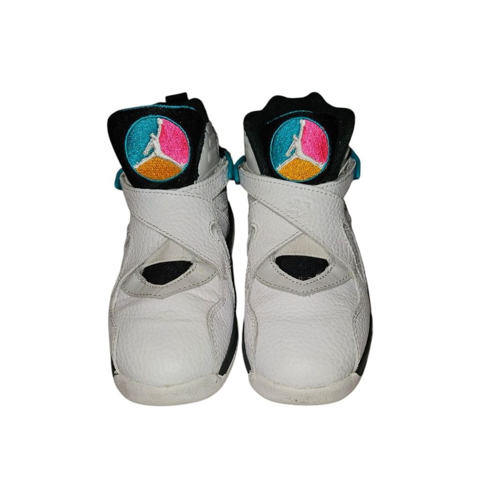 Nike Kids Air Jordan 8 Retro 305369-113 White Gray Lace-Up Sneakers Shoes Sz 12C